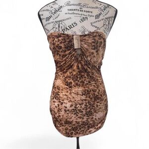 Leopard/cheetah Print Strapless Dress Y2K/Vintage